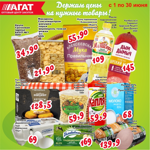 Держим цены на нужные товары. июнь